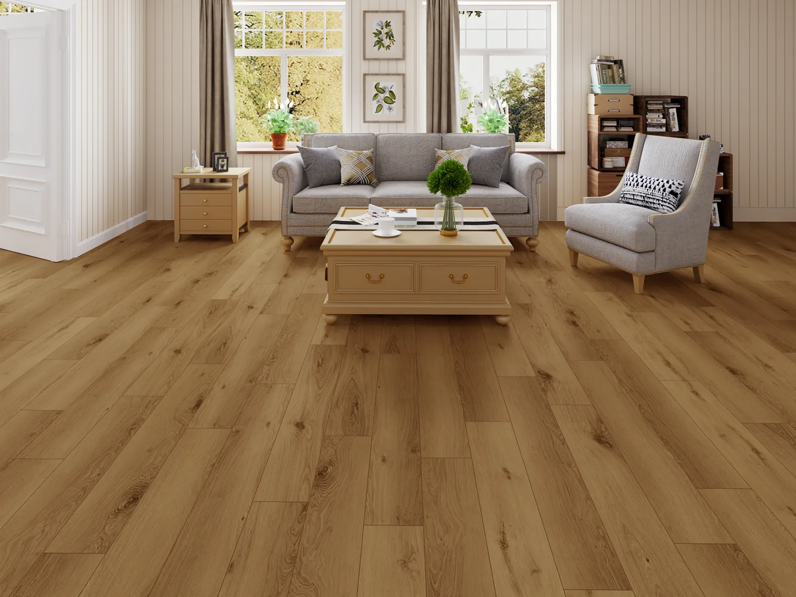 GemCore Lakeshore Baldwin waterproof laminate in a living room