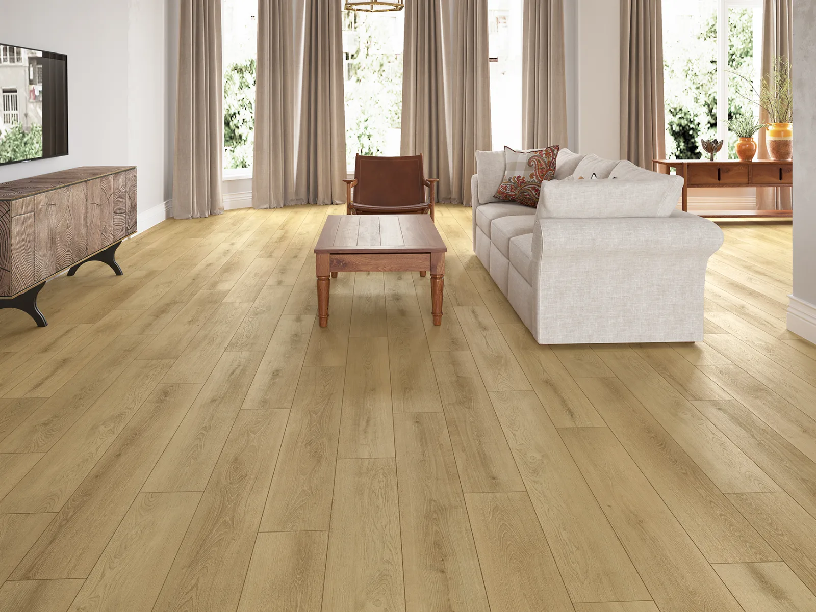 GemCore Lakeshore Haven waterproof laminate in a living room