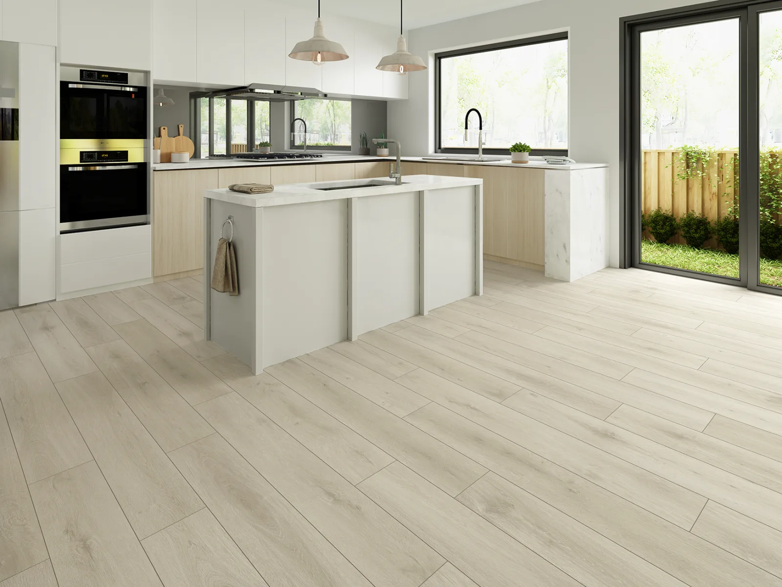 GemCore Lakeshore Oakwood waterproof laminate in a living room