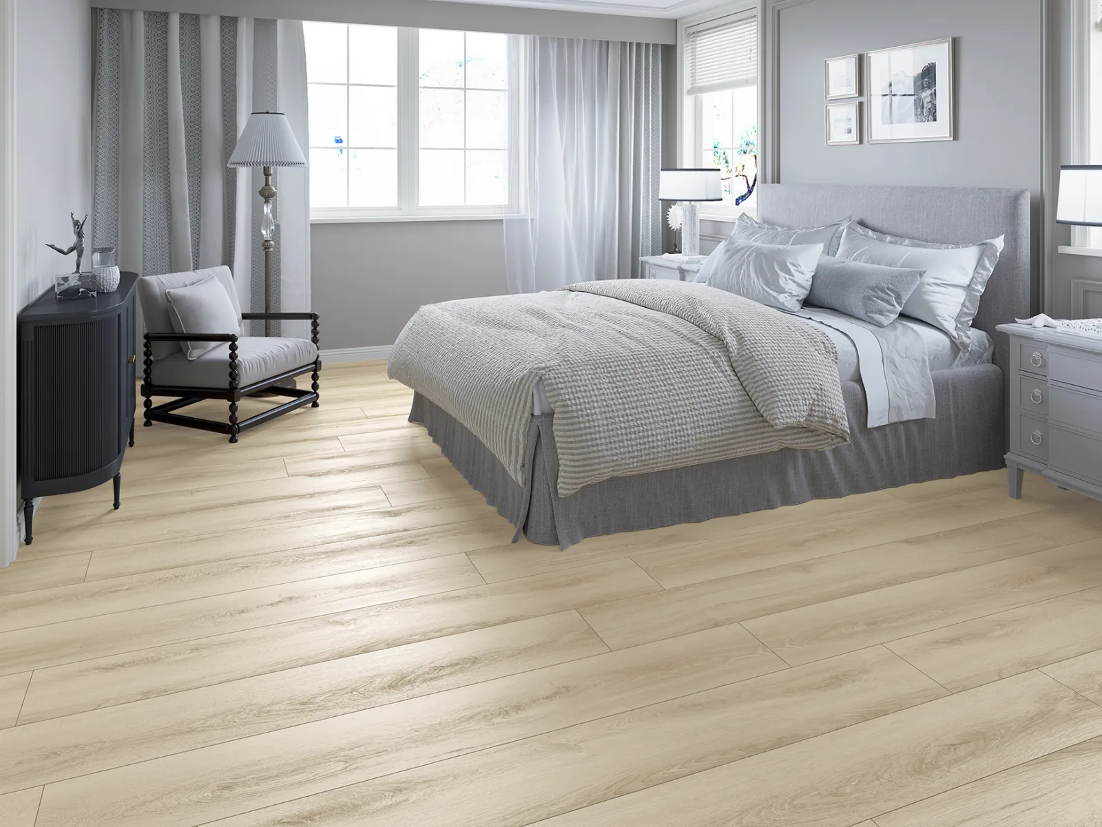 GemCore Seaside Bethany waterproof laminate, wide plank in a living room