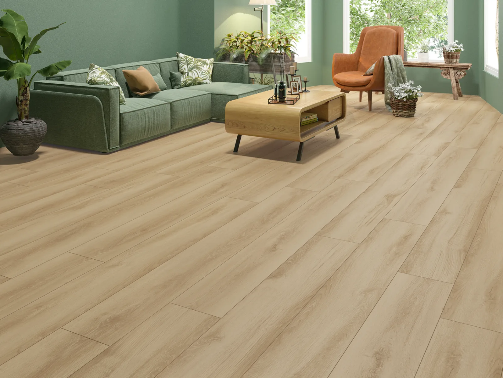 GemCore Seaside Holden waterproof laminate, wide plank in a living room