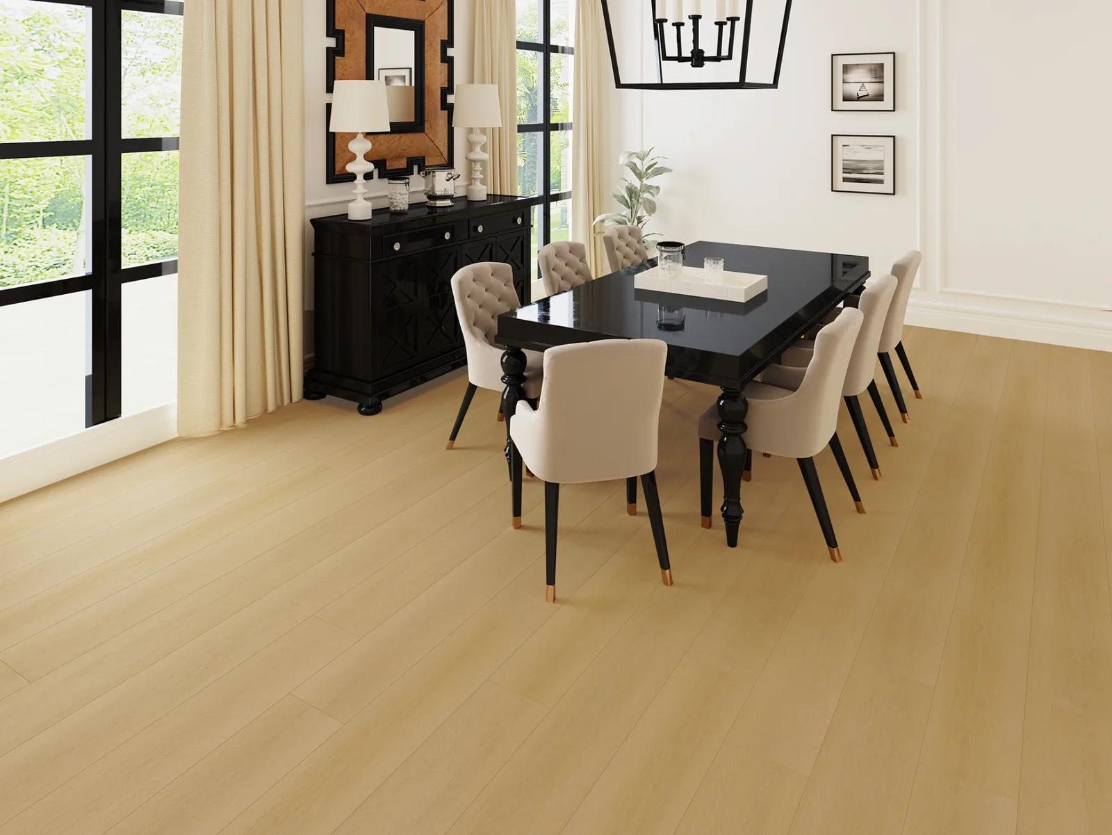 GemCore Seaside Seabrook waterproof laminate, wide plank in a living room