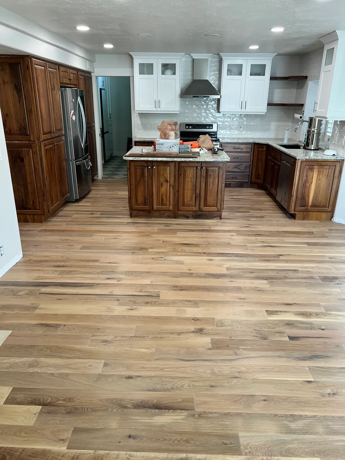 Hardwood floors around kitchen island, Magna, UT