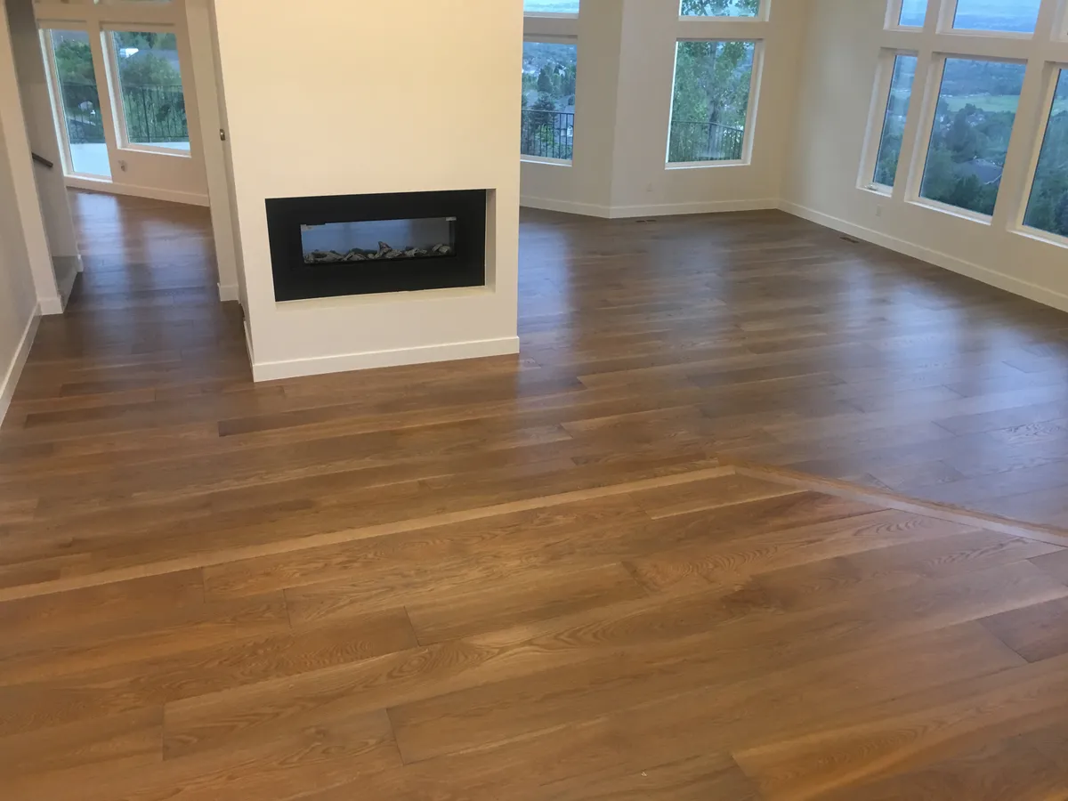 Hardwood floors in living room, east bench mountain views, Cottonwood Heights, UT