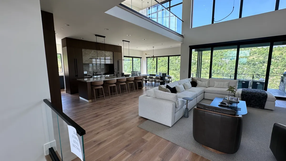 Weber County style living room with hardwood flooring