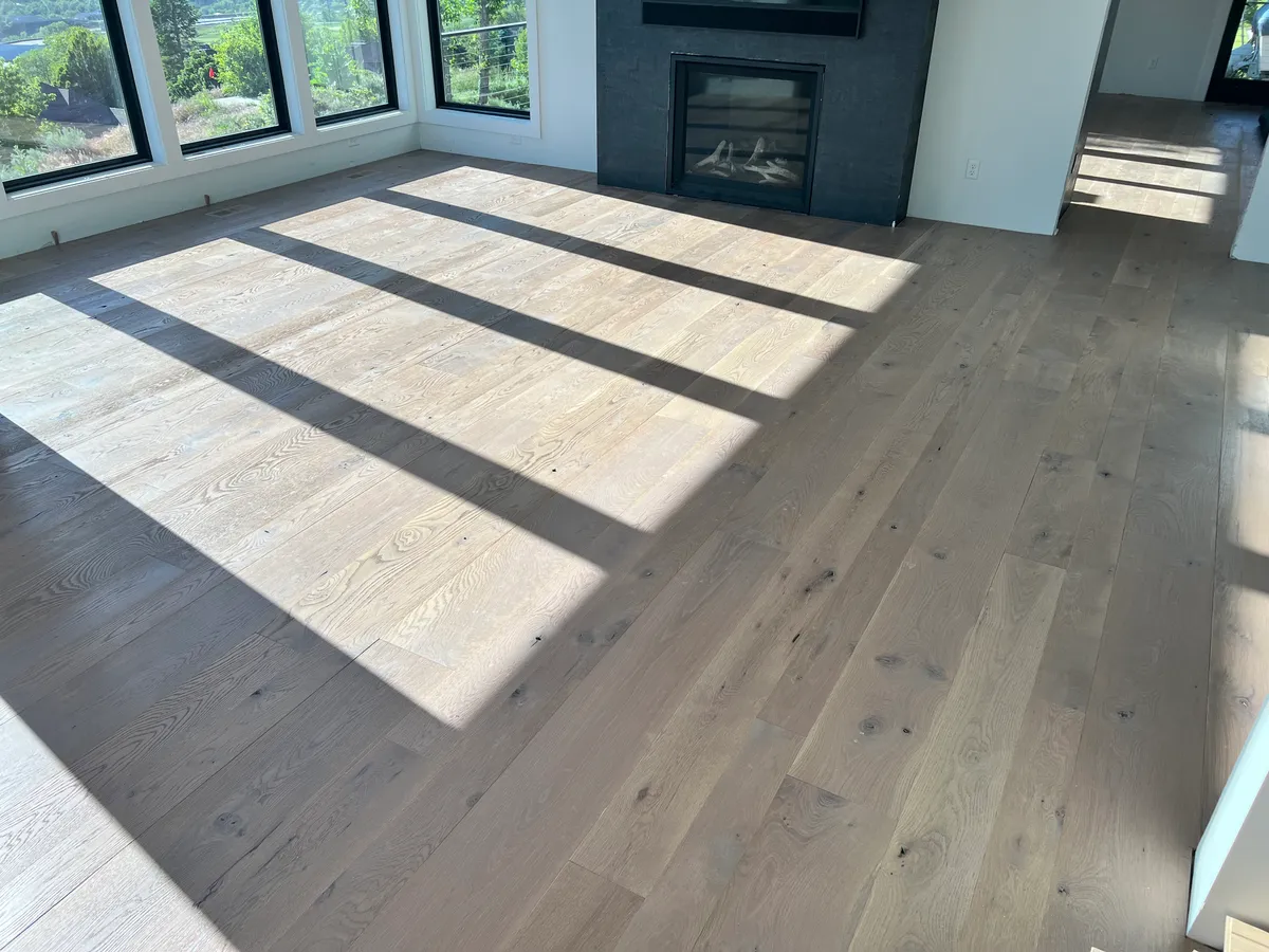 Living room with large windows and hardwood floors, Lehi, UT